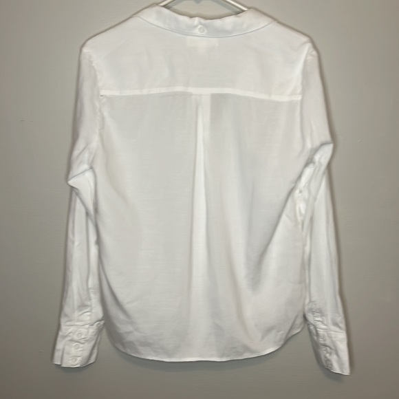 Anthropologie Cloth & Stone Button Down Tie Waist Blouse Top white - Picture 7 of 7